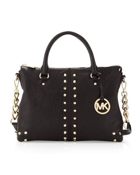 michael kors bagd black small|Michael Kors black studded handbag.